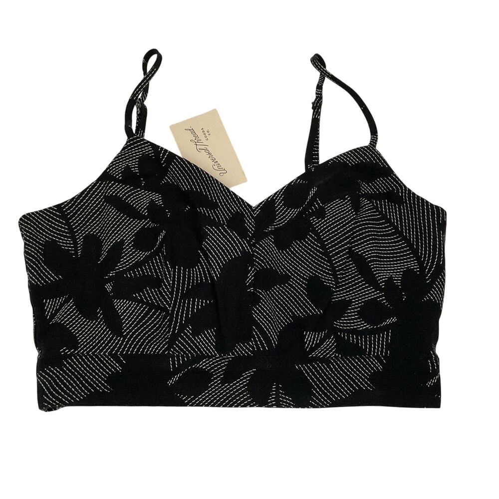 Universal Thread‎ Dark Floral Linen/Rayon Smocked Back Crop Top - XS - NEW